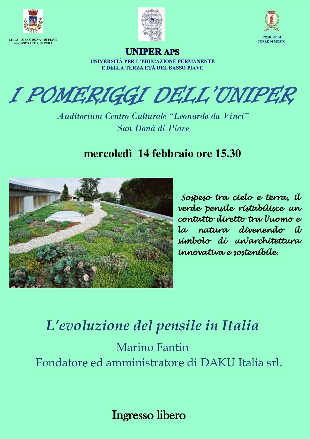 I POMERIGGI DELL’UNIPER – 14 febbraio 2024 “L’evoluzione del giardino pensile in Italia”